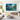 Panoramic royal blue and peacock teal canvas wall art displaying energetic impasto brushstrokes in a luxury white-walled living room.